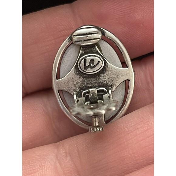 Liz Claiborn Clip Earrings Silver Tone Metal Gray Stone Adjustable Clip VTG 90th - Picture 6 of 10